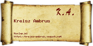 Kreisz Ambrus névjegykártya